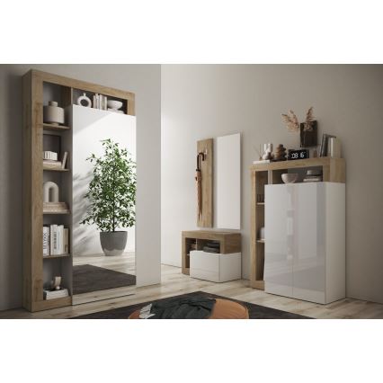 Kleiderschrank LENOR 91x209 cm weiß/braun