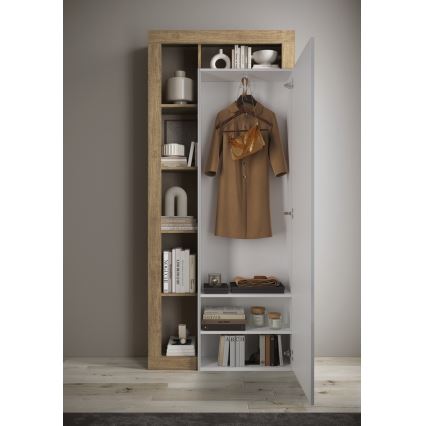Kleiderschrank LENOR 91x209 cm weiß/braun