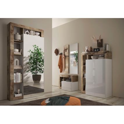 Kleiderschrank LENOR 91x209 cm weiß/braun