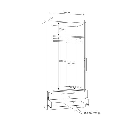 Kleiderschrank MARO 100x213 cm Artisan-Eiche
