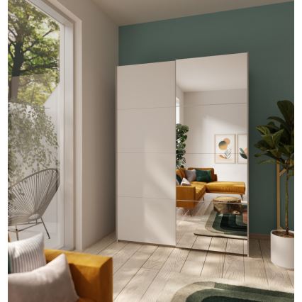 Kleiderschrank mit Spiegel KARO 150x210 cm, weiß