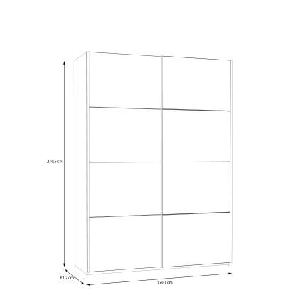 Kleiderschrank mit Spiegel KARO 150x210 cm, weiß