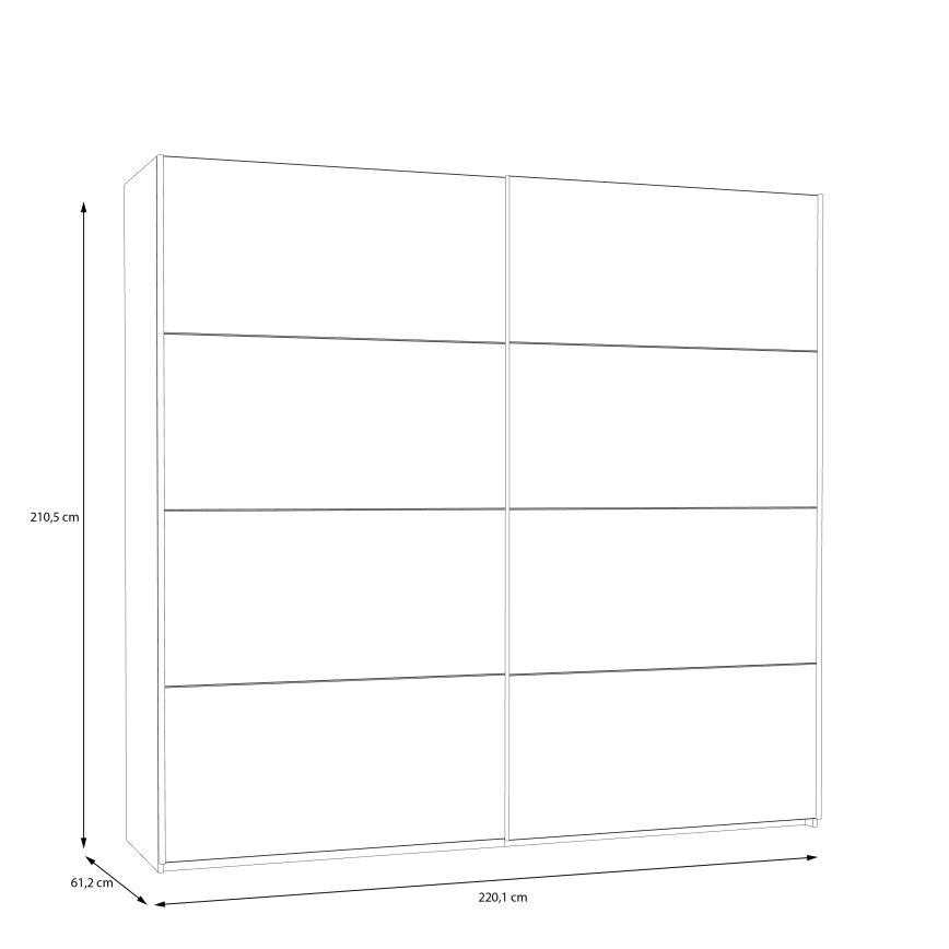 Kleiderschrank mit Spiegel KARO 220x210 cm weiß