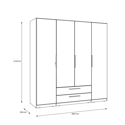 Kleiderschrank mit Spiegel MARO 200x213 cm Artisan-Eiche
