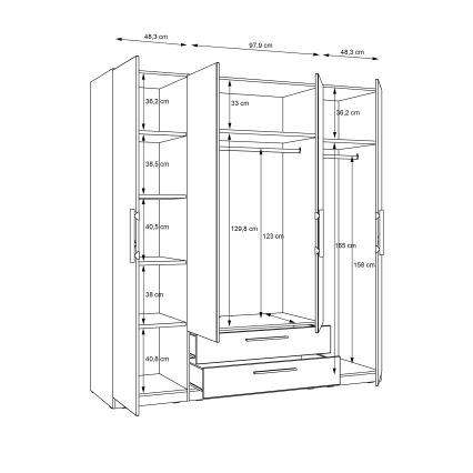Kleiderschrank mit Spiegel MARO 200x213 cm Artisan-Eiche