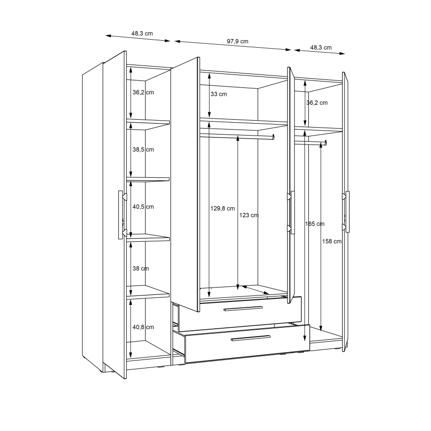 Kleiderschrank mit Spiegel MARO 200x213 cm Artisan-Eiche