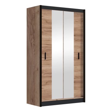 Kleiderschrank mit Spiegel MIRO 120x215 cm Eiche Craft/Schwarz