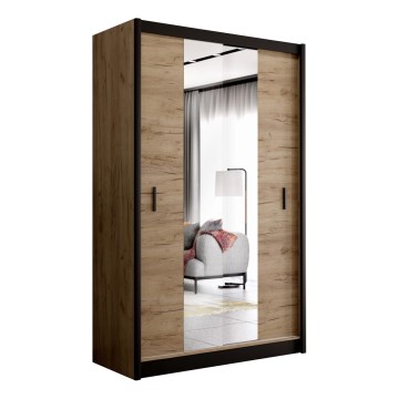 Kleiderschrank mit Spiegel MIRO 150x215 cm Eiche Craft/Schwarz