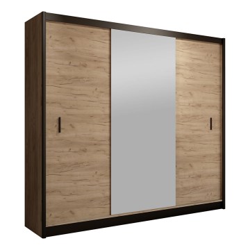 Kleiderschrank mit Spiegel MIRO 203x215 cm Eiche Craft/Schwarz