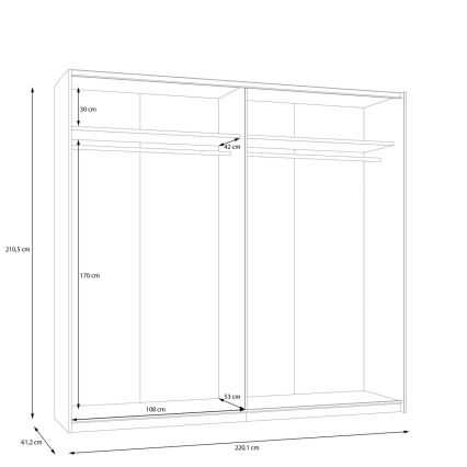 Kleiderschrank mit Spiegel ODEN 220x210 cm, beige