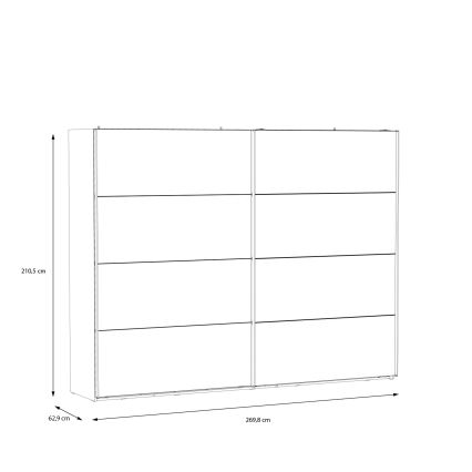 Kleiderschrank mit Spiegel OREN 270x210 cm Eiche Artisan