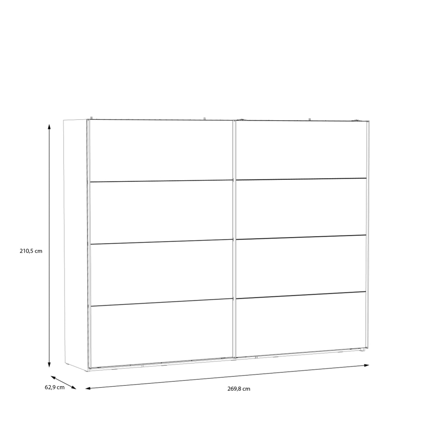 Kleiderschrank mit Spiegel OREN 270x210 cm Eiche Artisan