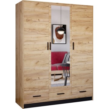 Kleiderschrank mit Spiegel SANNA 150x215 cm Eiche Craft
