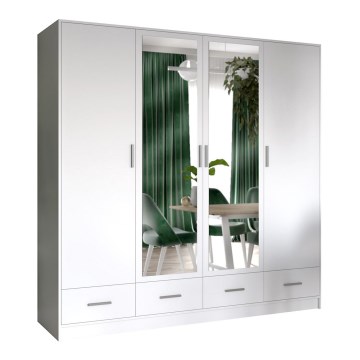 Kleiderschrank mit Spiegel SANNA 200x215 cm Weiß