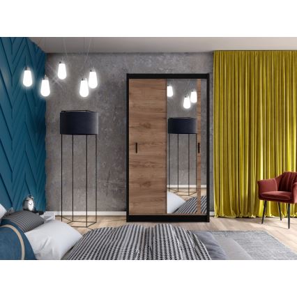 Kleiderschrank mit Spiegel SABRINA 120x215 cm Eiche Craft