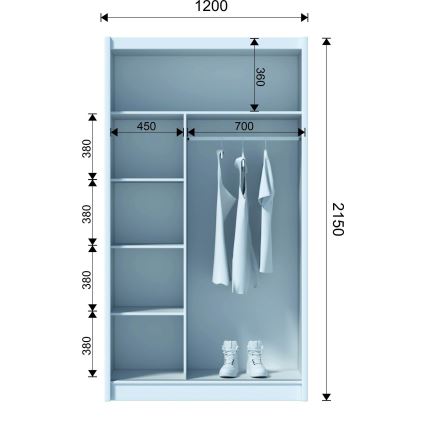 Kleiderschrank mit Spiegel SABRINA 120x215 cm Sonoma-Eiche