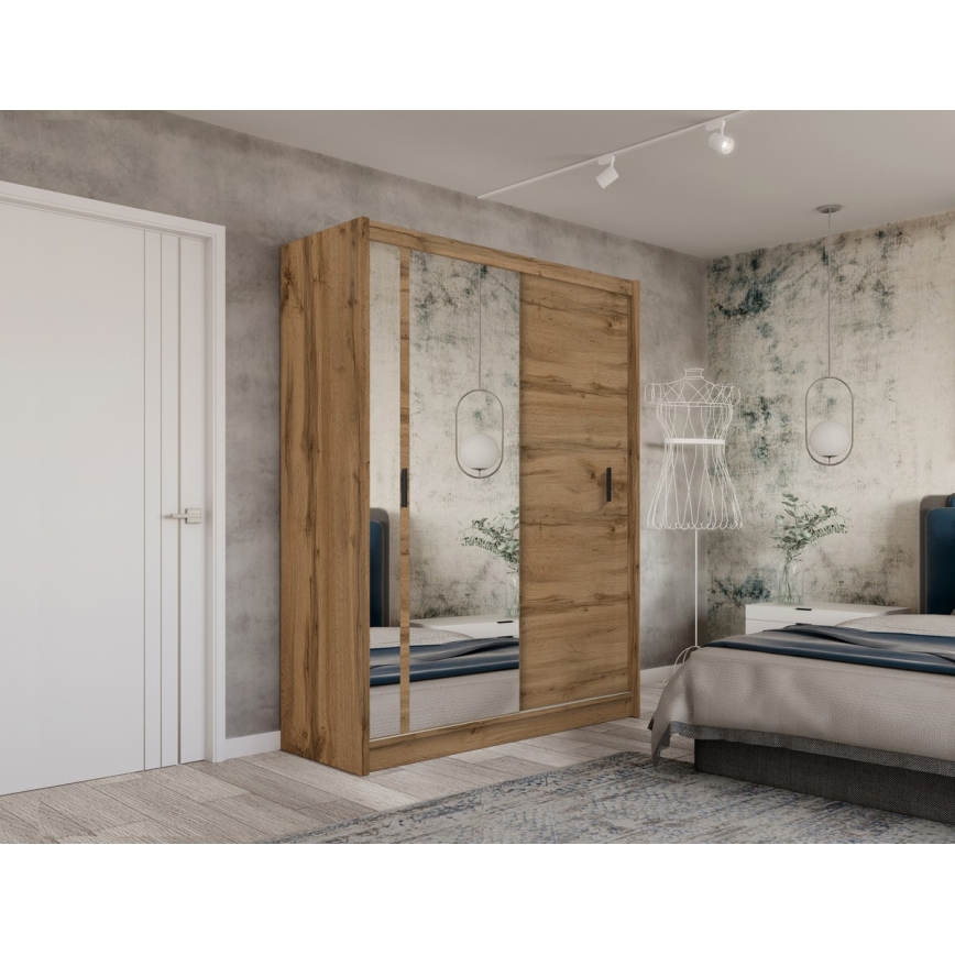 Kleiderschrank mit Spiegel SABRINA 180x215 cm Wotan-Eiche