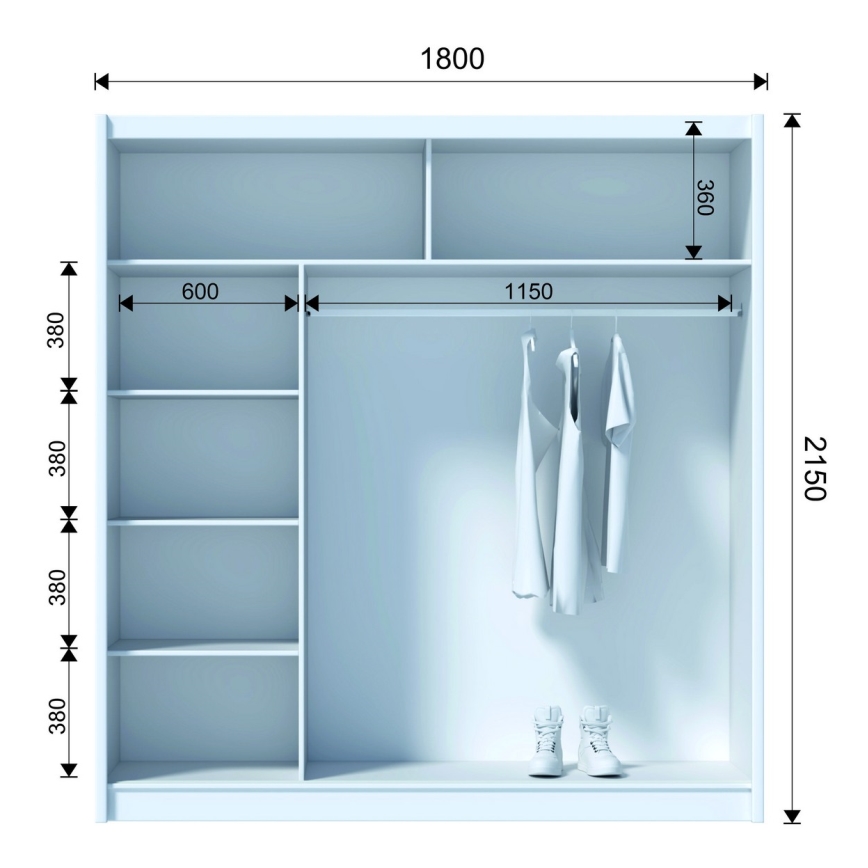 Kleiderschrank mit Spiegel SABRINA 180x215 cm Wotan-Eiche