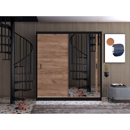 Kleiderschrank mit Spiegel SABRINA 203x215 cm Eiche Craft