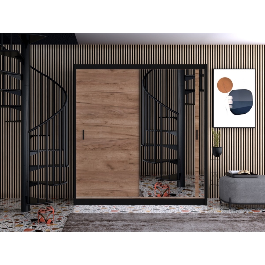 Kleiderschrank mit Spiegel SABRINA 203x215 cm Eiche Craft