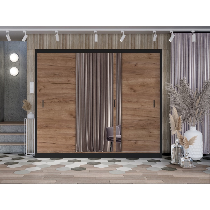 Kleiderschrank mit Spiegel SABRINA 250x215 cm Eiche Craft