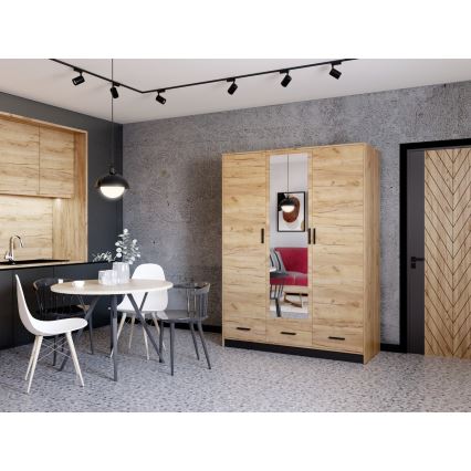 Kleiderschrank mit Spiegel SANNA 150x215 cm Eiche Craft