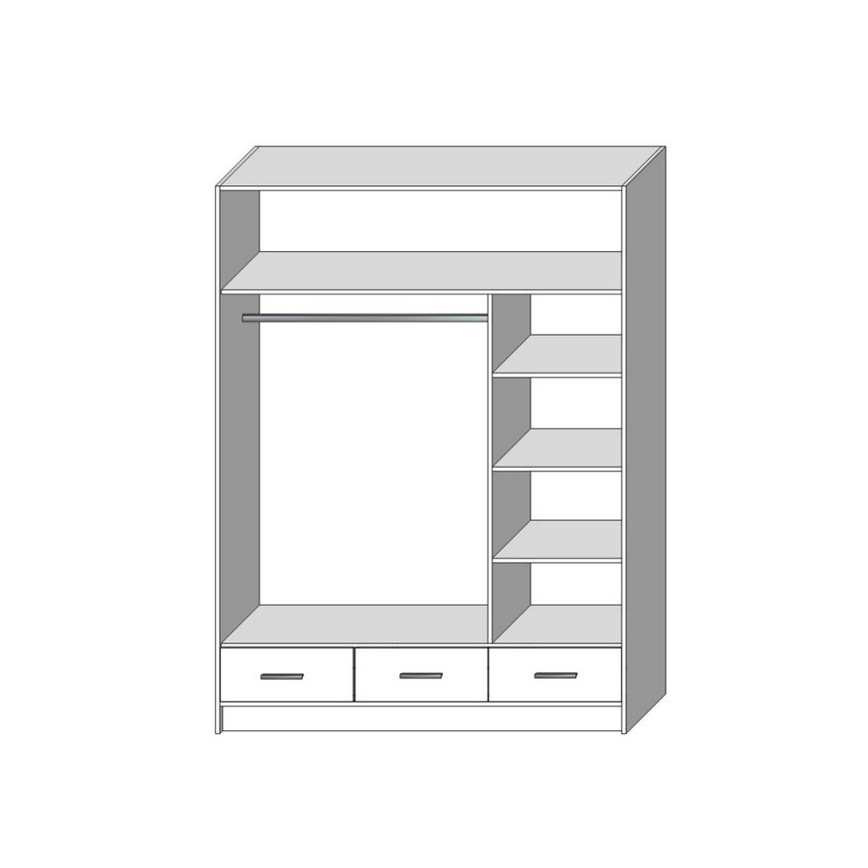 Kleiderschrank mit Spiegel SANNA 150x215 cm Eiche Craft