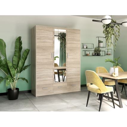 Kleiderschrank mit Spiegel SANNA 150x215 cm Sonoma-Eiche