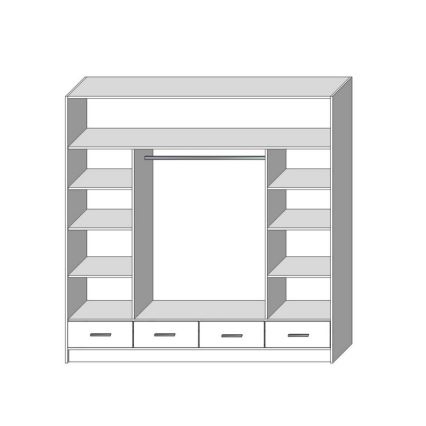 Kleiderschrank mit Spiegel SANNA 200x215 cm Eiche Craft