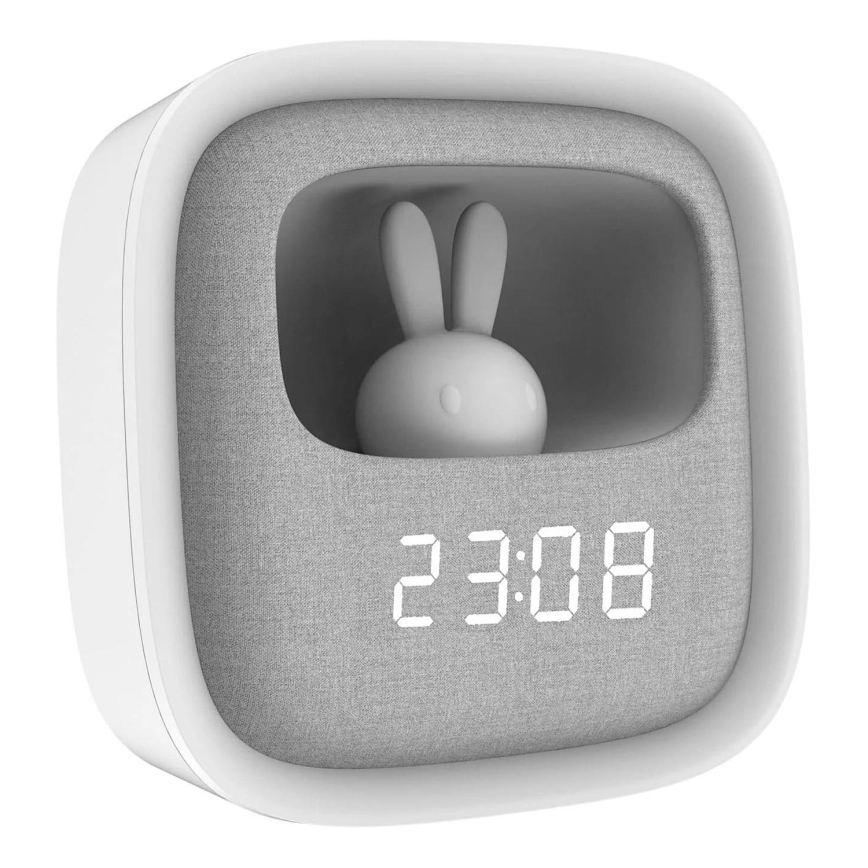 Kleine dimmbare LED-Nachtleuchte mit Wecker BUNNY LED/1,2W/5V 3000K