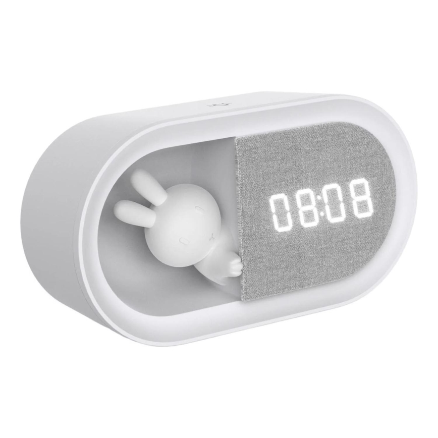 Kleine dimmbare LED-Nachtleuchte mit Wecker BUNNY LED/1,2W/5V 3000K
