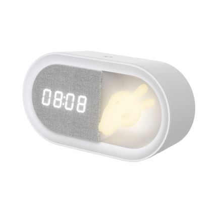 Kleine dimmbare LED-Nachtleuchte mit Wecker BUNNY LED/1,2W/5V 3000K