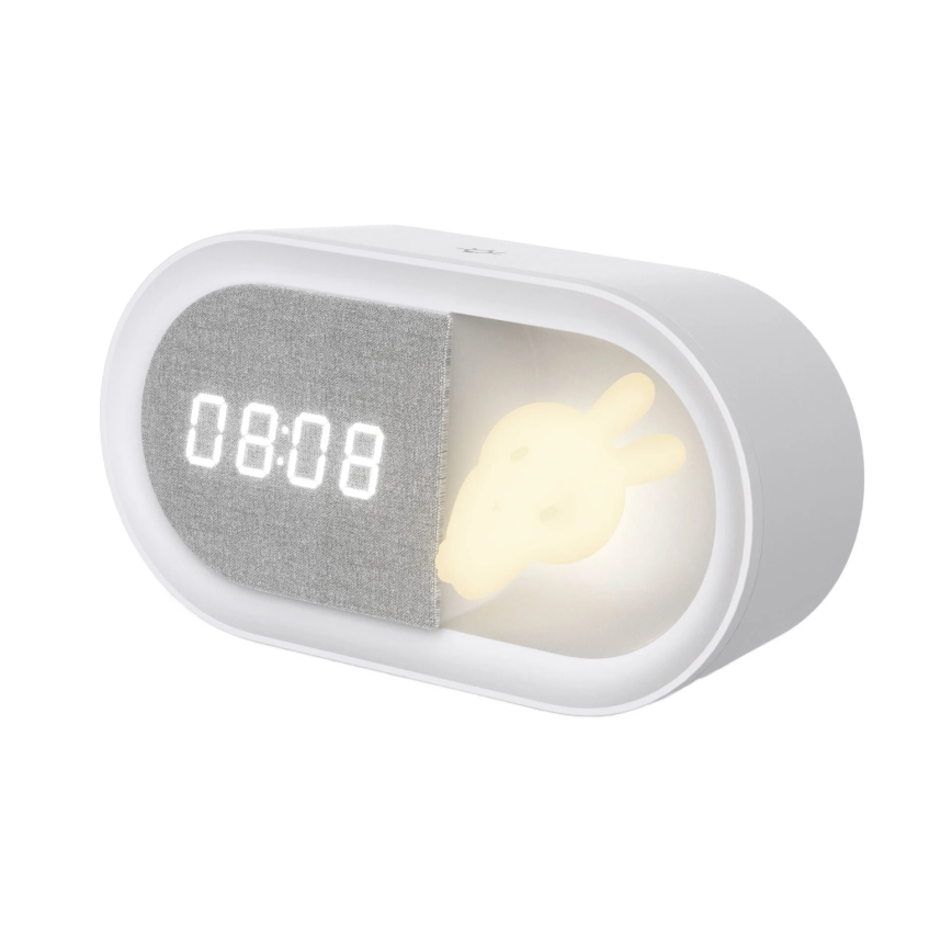 Kleine dimmbare LED-Nachtleuchte mit Wecker BUNNY LED/1,2W/5V 3000K