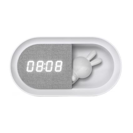 Kleine dimmbare LED-Nachtleuchte mit Wecker BUNNY LED/1,2W/5V 3000K