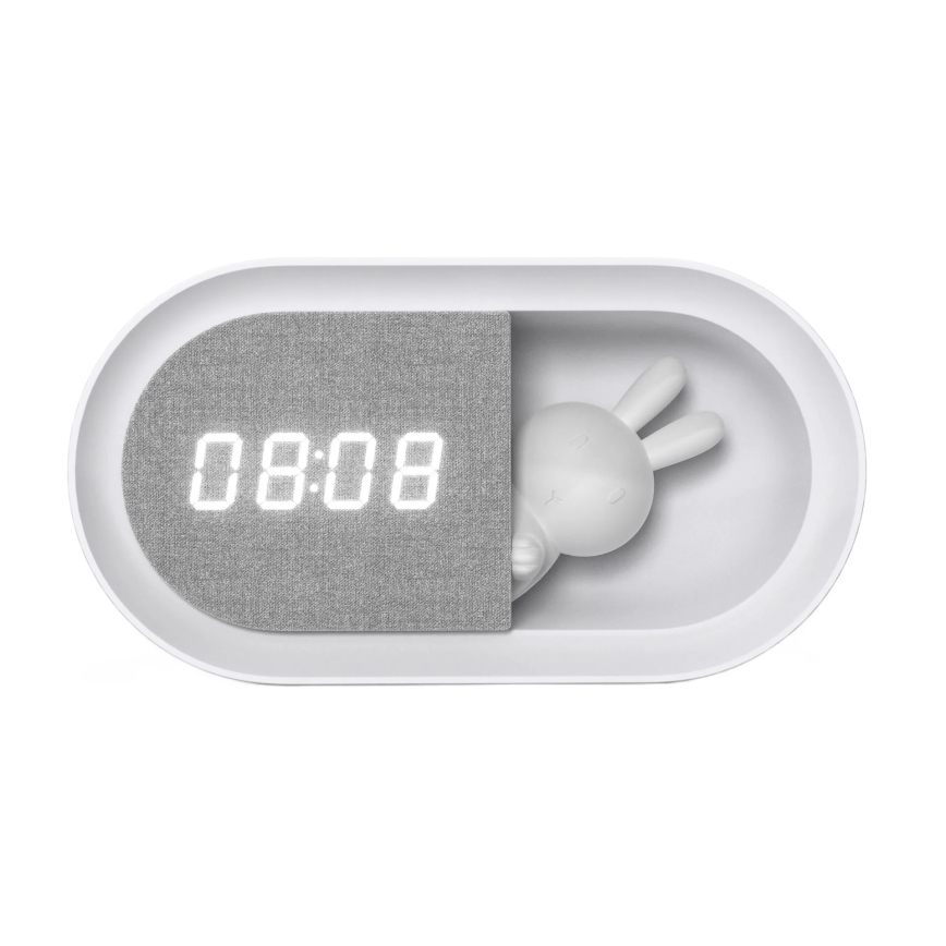 Kleine dimmbare LED-Nachtleuchte mit Wecker BUNNY LED/1,2W/5V 3000K