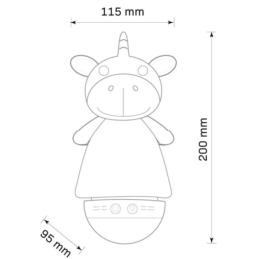 Kleine LED-RGB-Nachtleuchte für Kinder mit Melodie 3xAAA/5V Einhorn