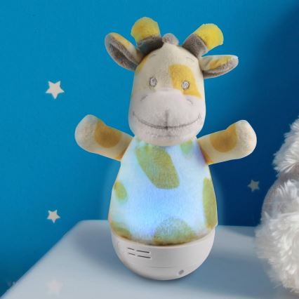 Kleine LED-RGB-Nachtleuchte für Kinder mit Melodie 3xAAA/5V Giraffe