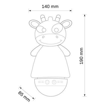 Kleine LED-RGB-Nachtleuchte für Kinder mit Melodie 3xAAA/5V Giraffe