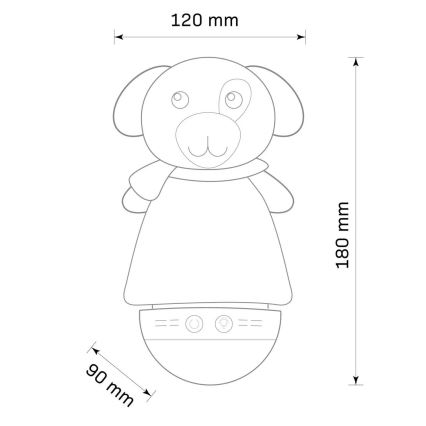 Kleine LED-RGB-Nachtleuchte für Kinder mit Melodie3xAAA/5V Hündchen