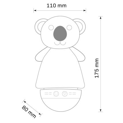 Kleine LED-RGB-Nachtleuchte für Kinder mit Melodie 3xAAA/5V Koala
