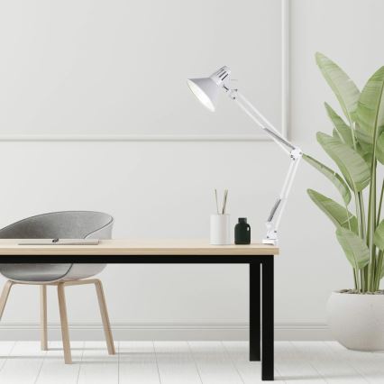 Klemm-Tischlampe WORKER 1xE27/10W/230V weiß