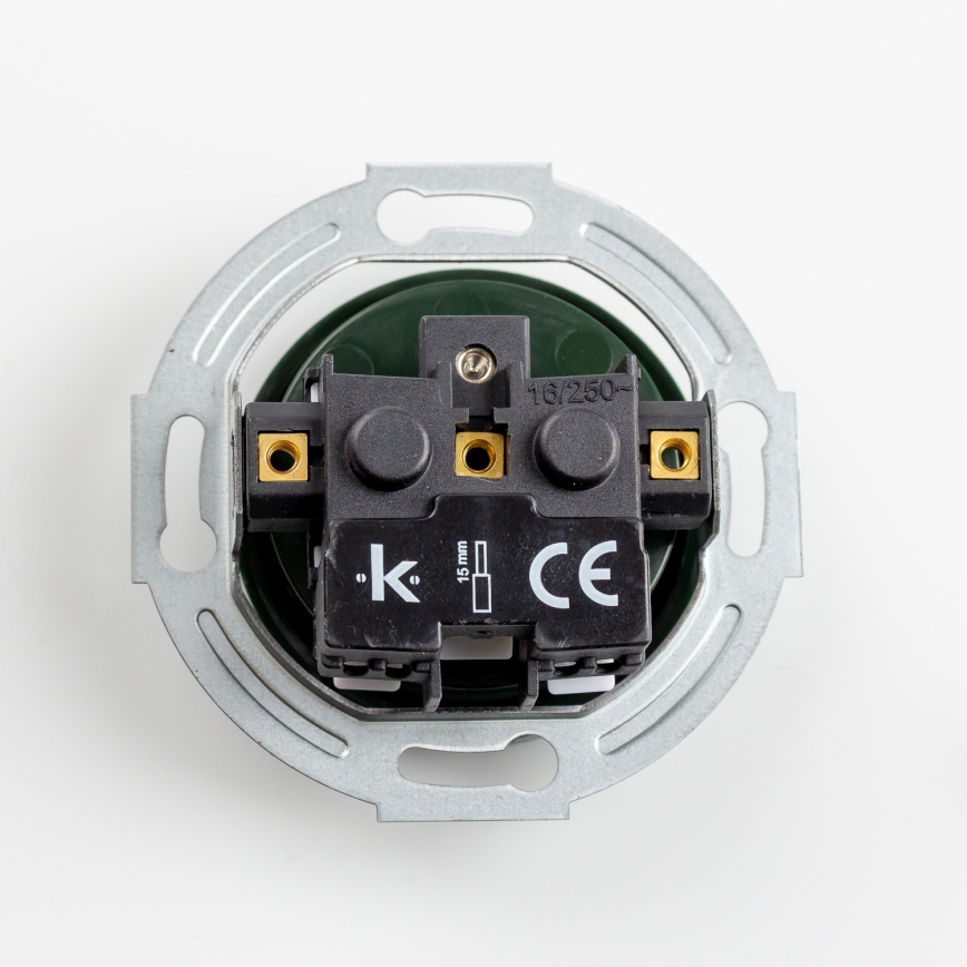 Kliklap - 3‑fach Retro-Steckdose mit Rahmen für den Wohnbereich, 230 V, grün