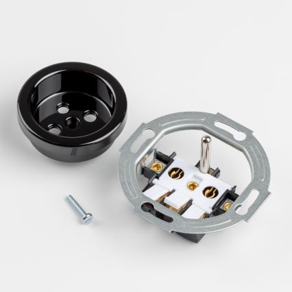 Kliklap - Doppel-Steckdose im Retro-Design mit Rahmen Nr. 1, Schwarz