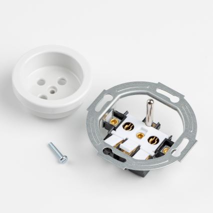 Kliklap - Doppelte Retro-Steckdose für den Haushalt mit Rahmen 230V schneeweiß