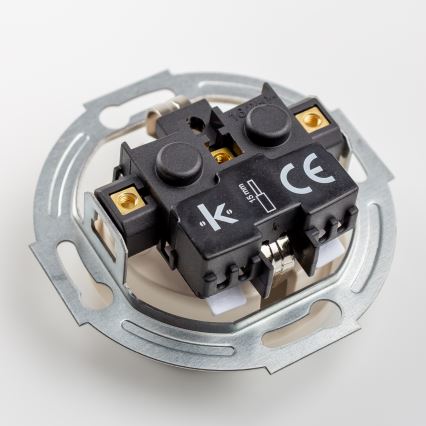 Kliklap - Doppelte Retro-Steckdose für den Haushalt mit Rahmen SCHUKO 230V/16A beige