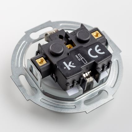 Kliklap - Doppelte Retro-Steckdose für den Wohnbereich mit Rahmen, SCHUKO 230 V, grau