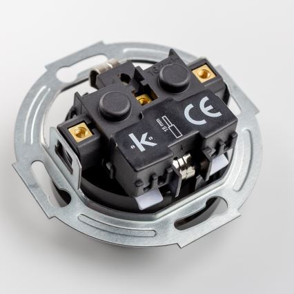 Kliklap - Doppelte Retro-Wandsteckdose mit Rahmen, SCHUKO 230 V, schwarz