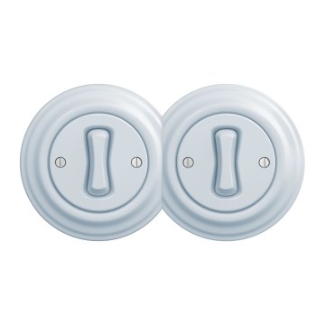 Kliklap - Doppelter Retro-Einpolschalter mit Rahmen Nr. 1, blau