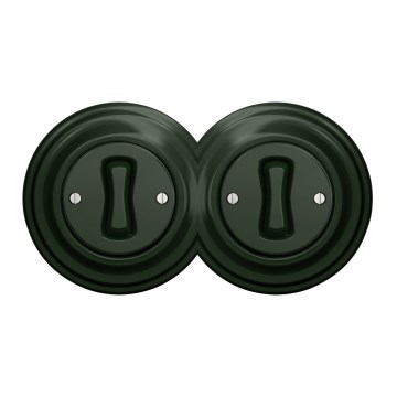 Kliklap - Doppelter Retro-Einpolschalter mit Rahmen Nr. 1, grün