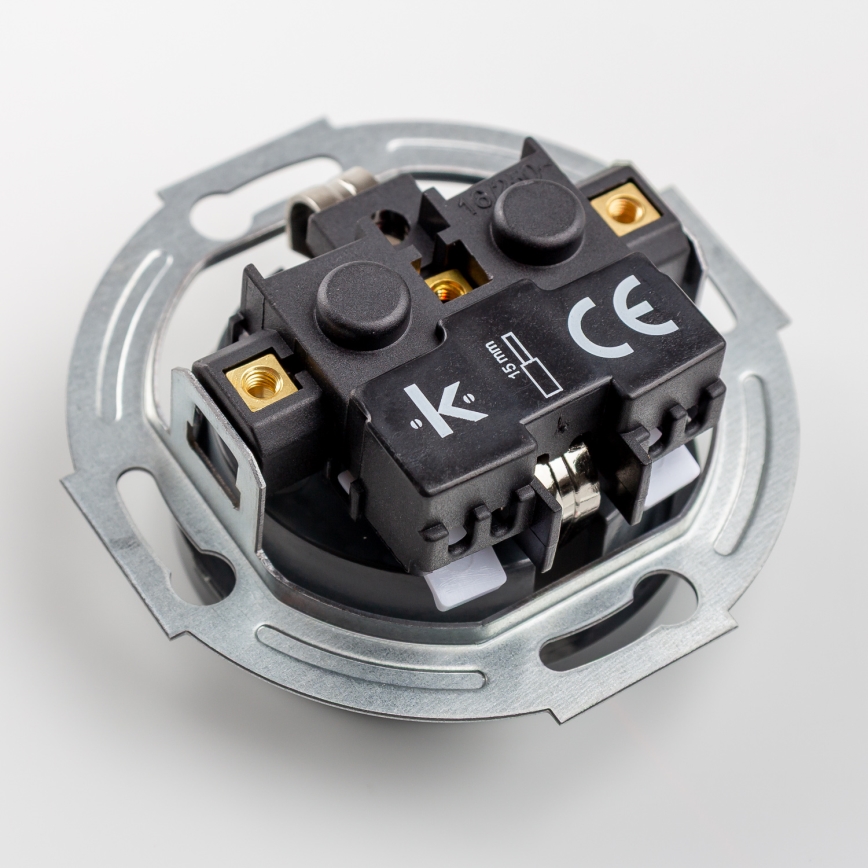 Kliklap - Dreifach-Retro-Haushaltssteckdose mit Rahmen, SCHUKO, 230 V, Anthrazit